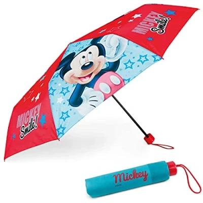 Abbildung von BONNYCO Regenschirm Kinder Mickey Mouse Sturmfest mit Verstärkter Struktur Klappschirm für Tasche, Rucksack oder Reise Klein Jungen Geschenke