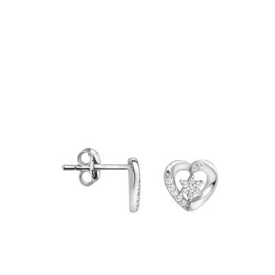 Abbildung von SOFIA MILANI Damen Ohrringe 925 Silber mit Zirkonia Steinen Herz Ohrstecker E2278