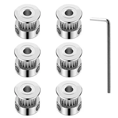 Abbildung von KeeYees 6 Stück Zahnriemenrad Riemenscheibe Rad 16 Zähne 5mm Bohrung Aluminium für 3D Drucker 6mm Breite Zahnriemen