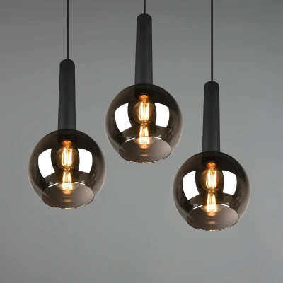 Abbildung von TRIO Leuchten Pendelleuchte »Clayton«, 3 flammig, Leuchtmittel E27 ohne Leuchtmittel, Hängelampe höhenverstellbar bis 150cm, Glas rauchfarbig, exkl 3xE27