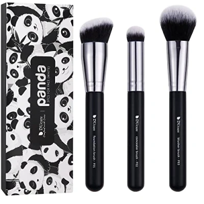 Abbildung von DUcare 3 Stücke Make up Pinsel Reiseset Foundation Concealer Blusher weiches dichtes Synthesehaar für Bronzer Mischen Kontur flüssige Creme Polieren