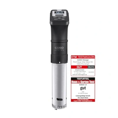 Abbildung von CASO SV 1200 Pro Smart Sous Vide Garer Präzise Temperaturregelung bis 90 C in 0,5C Schritten, komplett wasserfest, Stick mit der Control App steuerbar, erwärmt zu 30 Liter