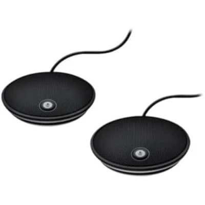 Abbildung von Logitech GROUP Erweiterungs Mikrofone, 2x Zusatzmikrofone für 20 Meeting Teilnehmer, Bluetooth, Stummschaltung, LED Anzeigen, Kompatibel mit Webcams Schwarz