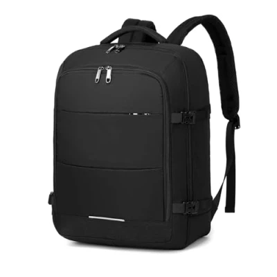 Abbildung von KONO Handgepäck Rucksack für den Untersitz, 45 x 36 20 cm, Handgepäcktasche, große Kapazität, Reiserucksack (schwarz), Schwarz, unter dem Sitz(Schwarz)