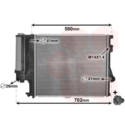 Abbildung von VAN WEZEL 06002186 Kühler, Motorkühlung Aluminium 515 435 30 *** IR PLUS mit Zubehör Kühlrippen gelötet BMW: 5 Saloon, Touring