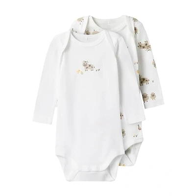 Abbildung von Name it FARM Animals Unisex 2 PACK Body für Kinder, Größe: 74, Bright white