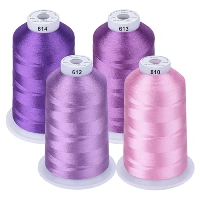 Abbildung von Simthread Maschinenstickgarn 5000M Spulen Set Polyester Stickgarn für Babylock, Janome, Kenmore, Singer, W6 N Stickereimaschine (4 Lila)