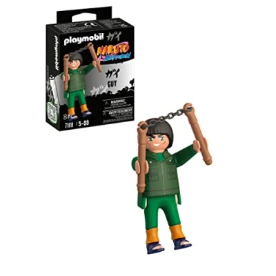 Abbildung von PLAYMOBIL Naruto 71111 Guy in grünen Outfit mit orangefarbenen Stulpen und blauen Shinobi Sandalen, kreativer Spielspaß für Animefans tollen Details authentischen Extras, ab 5 Jahren