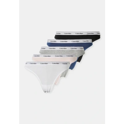 Abbildung von Calvin Klein Underwear Thong ICON LOGO 5 PACK String, Damen, Größe: XS, Black/white/grey heather/potpourri