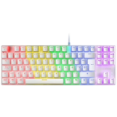 Abbildung von Mars Gaming MK80 Weiß, Mechanische Tastatur TKL FRGB, Antighosting, Switch Mechanischer Blau, Spanisch Sprache