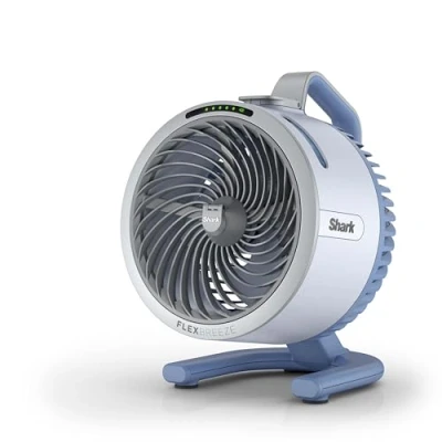 Abbildung von Shark FlexBreeze HydroGo Starker Ventilator mit Sprühnebel, Kühlung für drinnen &amp; draußen, leise langlebig, kabelgebunden kabellos, kompakt leicht,5 Geschwindigkeiten, Gletscher FA050EUBL