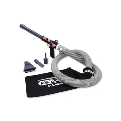 Abbildung von KS Tools Druckluft Saug Blaspistole 515.5090 145mm I Ausblaspistole mit Düse 1/4&quot; NPT Luftdruckpistole inkl. verstärktem Stoff Staubauffangbeutel