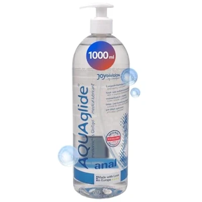 Abbildung von Joydivision Original AQUAglide Anal 1000 ml Gleitgel, Geruchsneutral, pH optimiert &amp; transparent, wasserbasiertes kristallklares Gleitmittel, für Latex kondome geeignet