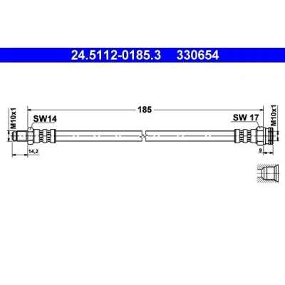 Abbildung von ATE 24.5112 0185.3 Bremsschläuche 185 M10x1 FIAT: Stilo Multi Wagon, Panda I Hatchback