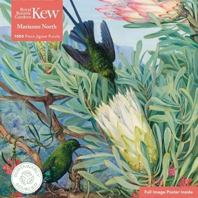 Abbildung von Puzzle Marianne North: Honigblumen und Honigfresser: Unser faszinierendes, hochwertiges 1.000 teiliges (73,5 cm x 51,0 cm) in stabiler Kartonverpackung