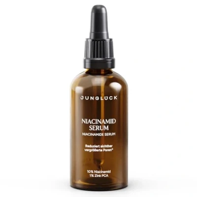 Abbildung von JUNGLÜCK Niacinamid Serum Vegan Hochdosiertes Gesichtsserum mit 10% Niacinamide &amp; BIO Aloe Vera für ein ausgeglichenes, ebenes Hautbild Leichtes, porenverfeinerndes