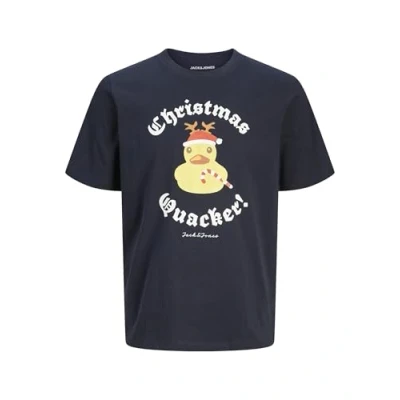 Abbildung von JACK&amp;JONES Herren Jjxmas Jolly Tee Ss Crew Neck T Shirt, Sky Captain, L