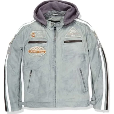 Abbildung von Urban Leather 58 Herren Jacket, Hellgrau, Große Light Grey, Größe 3XL
