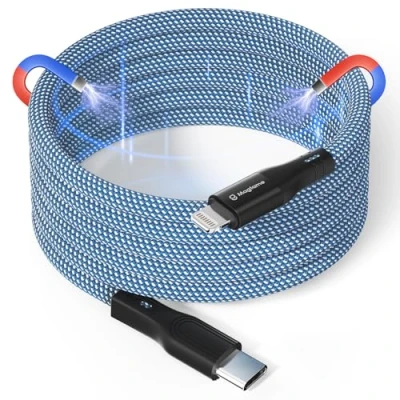 Abbildung von Magtame Magnetic USB C to Lightning Kabel Coiled, 1.5M MFi Certified Type für Phone, Geflochtenes Phone Schnellladekabel 14 13 12 11 Pro Max XR XS X 8