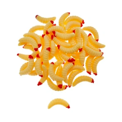 Abbildung von Silikon Soft Maden Wurm Artificial Bread Angelköder künstliche Brotwürmer (Beige(50pcs))