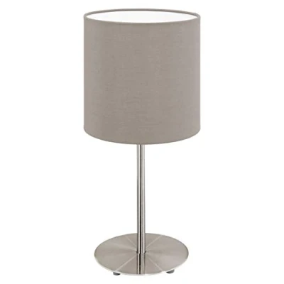 Abbildung von Eglo 31595 Tischleuchte Pasteri mit Schalter Textil taupe (graubraun) E27 1X60W H:40cm Ø18cm Kabelschalter
