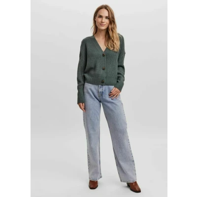 Abbildung von Vero Moda Vmlea Vneck CUFF Cardigan Strickjacke, Damen, Größe: XS, Balsam green