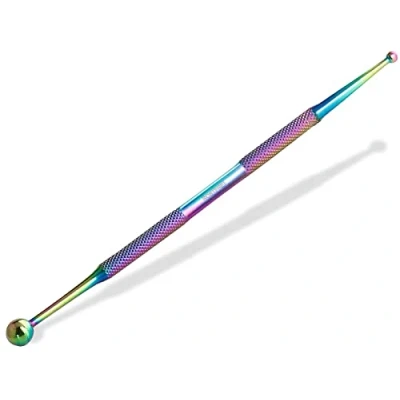 Abbildung von InstrumenteNrw Akupressur Stift Akupunktur Ø 5/10 mm Punktsucher Meridianstift Edelstahl Kugel Akupressurstift Stab (Titan Mehrfarbig)
