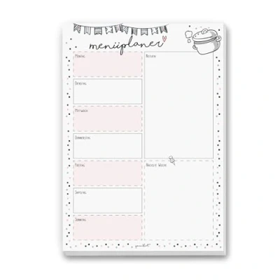 Abbildung von Menüplaner in DIN A4 I 50 Blatt Essensplaner im Konfetti Motiv als Block für die ganze Familie Wochen Übersicht aus Papier zum Abreißen dv_888