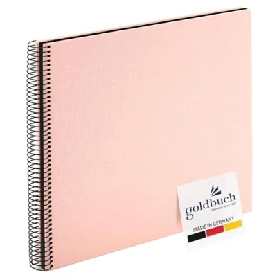 Abbildung von goldbuch 25522 Spiralalbum Bella Vista, Foto Album 35 x 30 cm, Fotoalbum mit 40 schwarze Seiten, Erinnerungsalbum aus Leinen, Fotobuch für Bilder und Fotos zum Einkleben, Rosé