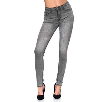 Abbildung von Elara Damen High Waist Hose Skinny Jeans Chunkyrayan EL09D3 Grau 44 (2XL)