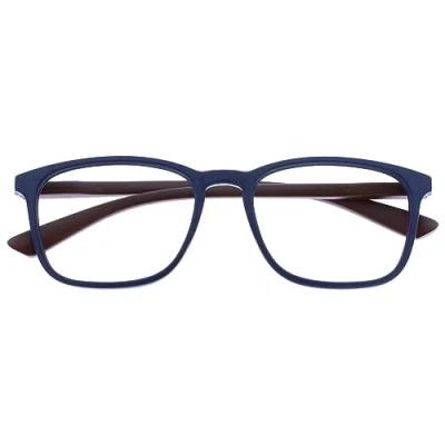 Abbildung von OPULIZE Max Lesebrille Klassische große rechteckige Fassung Brille in mattem Marineblau mit kastanienbraunen Bügeln Herren Damen R78 3 +1,50