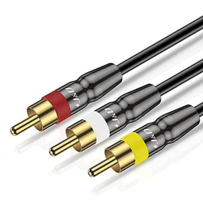Abbildung von J&amp;D 3RCA zu Kabel, Gold Überzogen Verbinden Joint RCA Kabel Schwerlast Kupferschale 3 Männlich Stereo Audio 0,9 Meter