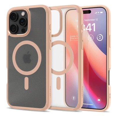 Abbildung von Spigen Ultra Hybrid TPU Back Cover Rosa/Durchsichtig Magnetisch Apple iPhone 16 Pro