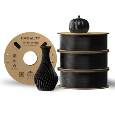Abbildung von Creality Official Hyper PLA Filament Schwarz 4KG, 3D Drucker für Hochgeschwindigkeitsdruck, langlebig und widerstandsfähig, glatt, Überhang Leistung Maßgenauigkeit +/ 0.03mm, 4 Rollen