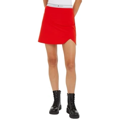 Abbildung von Tommy Jeans Damen Rock Logo Taping Mini Skirt Minirock, Rot (Deep Crimson), XS