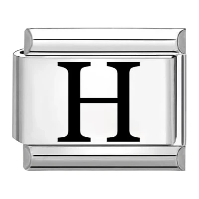 Abbildung von Quiges 9mm Laser geätzt Italian Style Modul Edelstahl Alphabet Buchstabe H für Italienische Armbänder