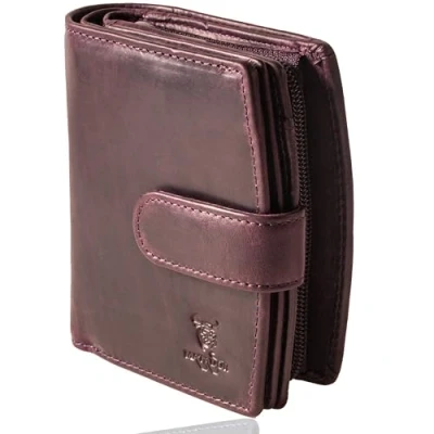 Abbildung von MATADOR Geldbörse Damen Mittelgroß Leder #Valencia mit edler Geschenkbox, Elegante RFID Blocker, Luxus Portemonnaie Viele Kartenfächer, Violett