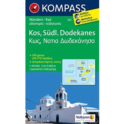 Abbildung von KOMPASS Wanderkarte 252 Kos Südlicher Dodekanes 1:50.000: markierte Wanderwege, Hütten, Radrouten