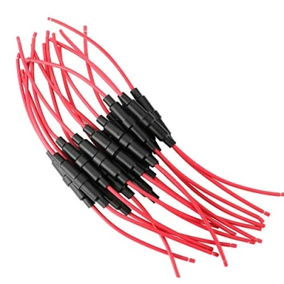 Abbildung von Gebildet 6 x 30mm AGC Sicherungshalter, Inline Schraub Typ mit 16 AWG Draht, 32V 20A Sicherungskasten für Schnell Schlag Glassicherung (15Stück)