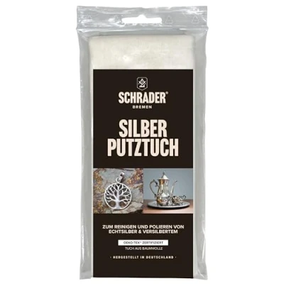 Abbildung von SCHRADER Silber Putztuch Silberpflegetuch zum Polieren, zur Entfernung von Anlaufstellen Schmuckreinigungstuch mit natürlichen Polierstoffen 1 Tuch Made in Germany