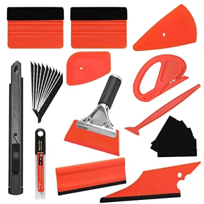 Abbildung von ValueMax Autofolien Tönungsfolie Set, Auto Vinyl Werkzeug Kit, Folierung Rakel Schaber, Filzrakel, Rakel, Messer mit 10 Klingen für Autofolie Installation