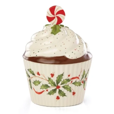 Abbildung von Lenox 886642 Holiday Bakeshop Hosting The Holidays Cupcake Candy Dish, Porzellan, rot/grün