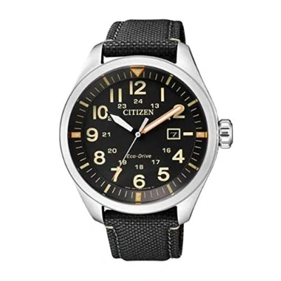 Abbildung von Citizen Herren Analog Quarz Uhr mit Nylon Armband AW5000 24E, Schwarz