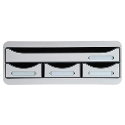 Abbildung von Exacompta 319740D Toolbox Office mit 4 Schubladen aus Kunststoff zur Aufbewahrung kleiner Utensilien 27 x 35,5 13,5 cm. Ideal für Büro und Schreibtisch mehr Platz. Lichtgrau