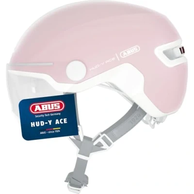 Abbildung von ABUS Stadthelm HUD Y ACE stylischer Fahrradhelm mit Visier und magnetischem, aufladbarem LED Rücklicht für Damen Herren Pure Rose, Größe S