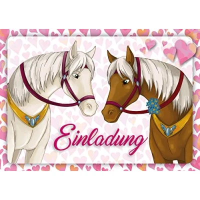 Abbildung von Edition Colibri 10 Pferde Einladungen:Geburtstagseinladungen Kinder, Mädchen/Jungen, er Set, Einladungskarten zum Kindergeburtstag auf dem Reiterhof, Pferdeparty, Stall (10741)