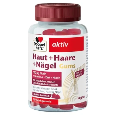 Abbildung von Doppelherz Haut + Haare Nägel Gums mit Vitaminen &amp; Mineralstoffen Zink unterstützt den Erhalt normaler Haut, und vegan ca. 60 Weichgummis