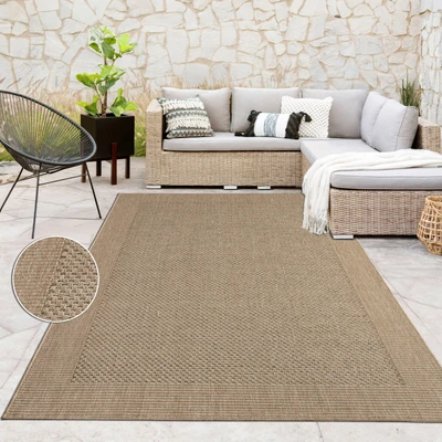 Abbildung von Paco Home Teppich »Waregem 621« rechteckig 4 mm Höhe Flachgewebe, meliert, mit Bordüre, Outdoor geeignet, Wohnzimmer
