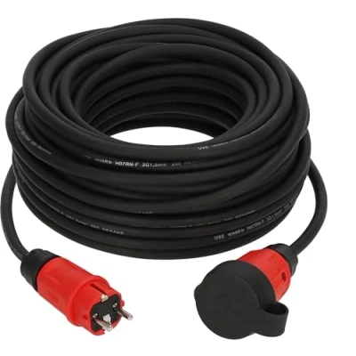 Abbildung von Brennenstuhl Professional Verlängerungskabel VN 2100 (25m Kabel H07RN F 3G1,5 in schwarz, Baustelleneinsatz und ständiger Einsatz im Freien IP44, Made Germany)