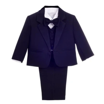 Abbildung von Lito Angels Baby Anzug Jungen Hochzeit, 5 Teiliges Set (Sakko, Weste, Hemd, Hose &amp; Krawatte), Dunkelmarine, Größe 9 12 Monate 80 (Tag Nummer 12M)